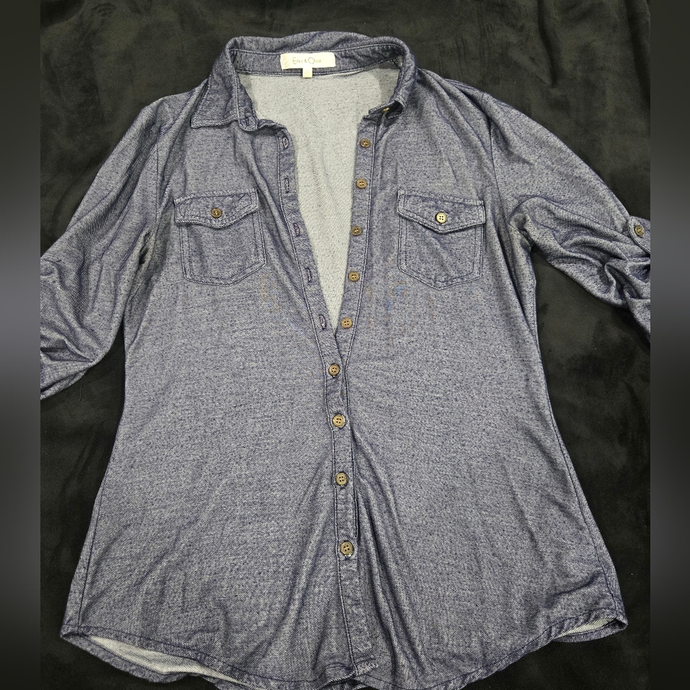 Women's Blue Button-Up Shirt